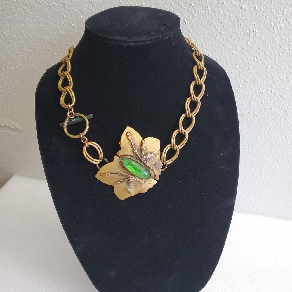 Vintage Arts an Crafts Custom Brass Rare Necklace